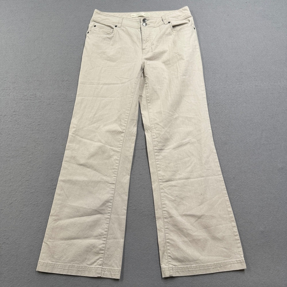 Denver Hayes Baggy‎ Pants Women's 10x30 Beige Contemporary Fit Wide Leg Mid Rise
